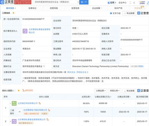 賽微電子投資4億在深圳設立科技合伙公司，拓展社會經濟咨詢服務